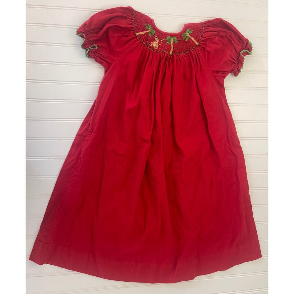 Silly Goose Hand Smocked Dress‎ Monkey Palm Trees Size Girls 5T